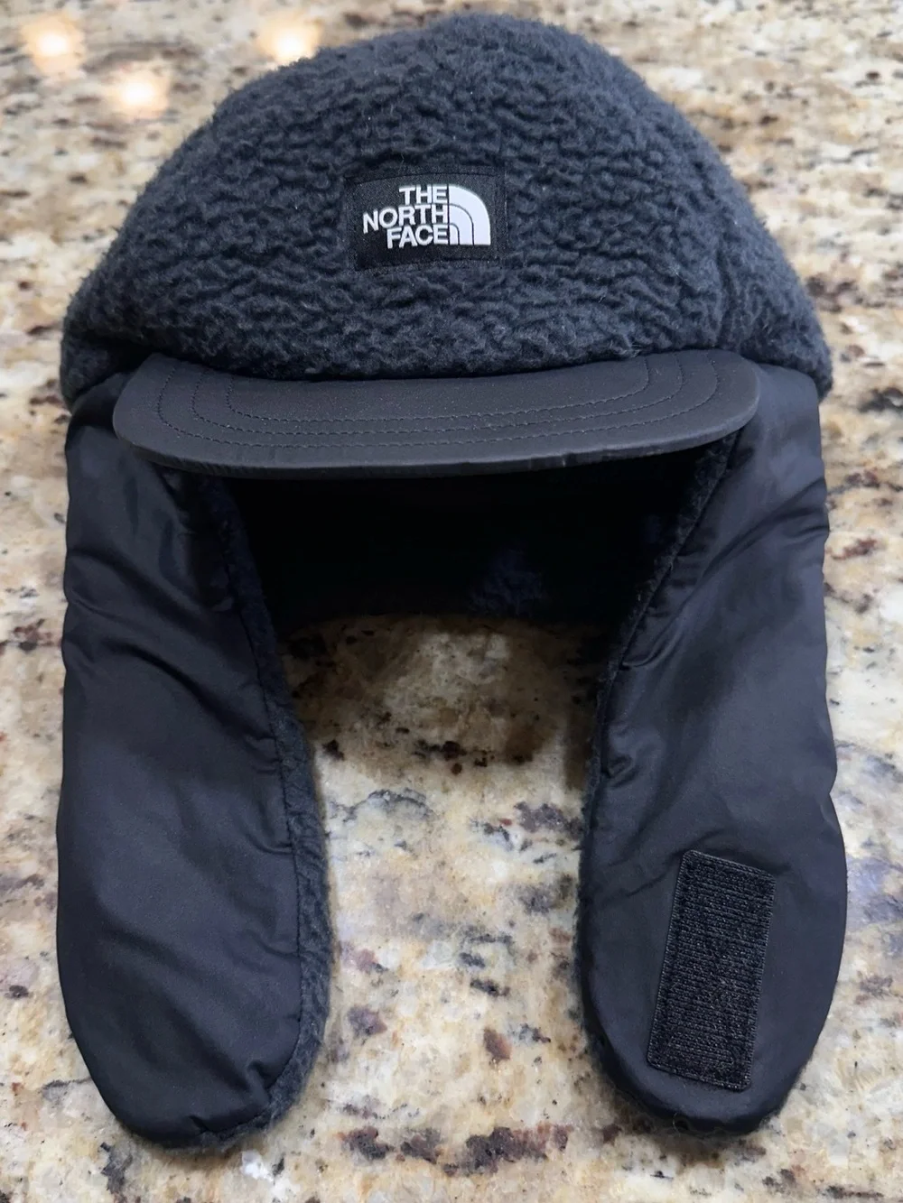 The North Face Gray Sherpa Fleece Shasta Trapper Hat  Kids size Small